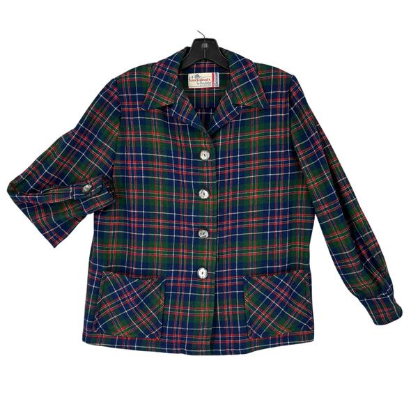 Vintage 50s Knockabouts By Pendleton 100% Wool Jacket Tartan Plaid Large Womens - Picture 1 of 9